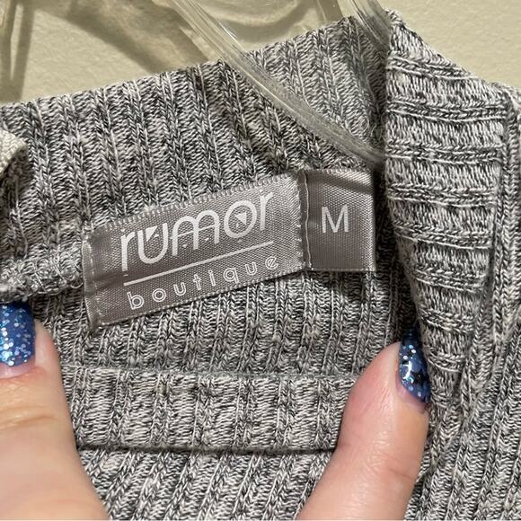 LF Rumor Boutique Long Sleeve Mock Neck Mesh Dress Grey Size Medium - Picture 7 of 8